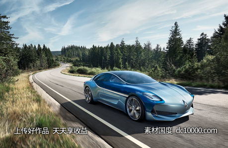 汽车赛车公路合成道路场景创意海报广告设计 - 源文件