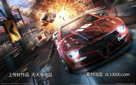汽车赛车公路合成道路场景创意海报广告设计 - 源文件