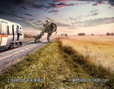 汽车赛车公路合成道路场景创意海报广告设计 - 源文件