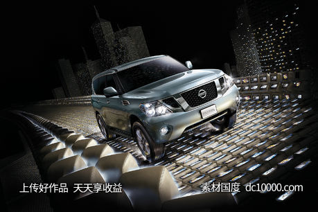 汽车赛车公路合成道路场景创意海报广告设计 - 源文件