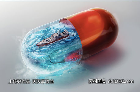 海洋大海边海水小合成河岸湖泊创意海报广告设计 - 源文件