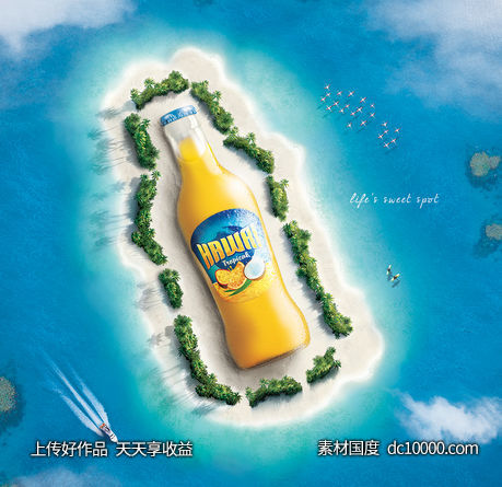 啤酒水饮料饮品可乐果汁创意水果新鲜合成创意海报宣传广告设计 - 源文件