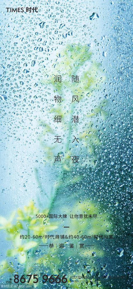 地产二十四节气雨水设计海报