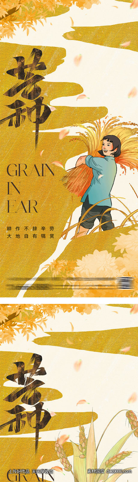 芒种节气插画海报 - 源文件