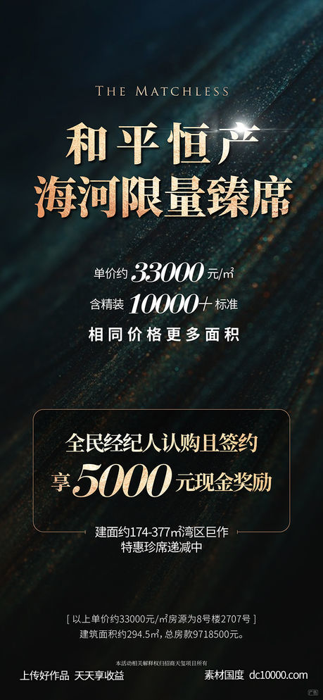 黑金热销稿海报刷屏稿电子屏大字报红利优惠豪宅高端奢华地产-源文件-素材国度dc10000.com