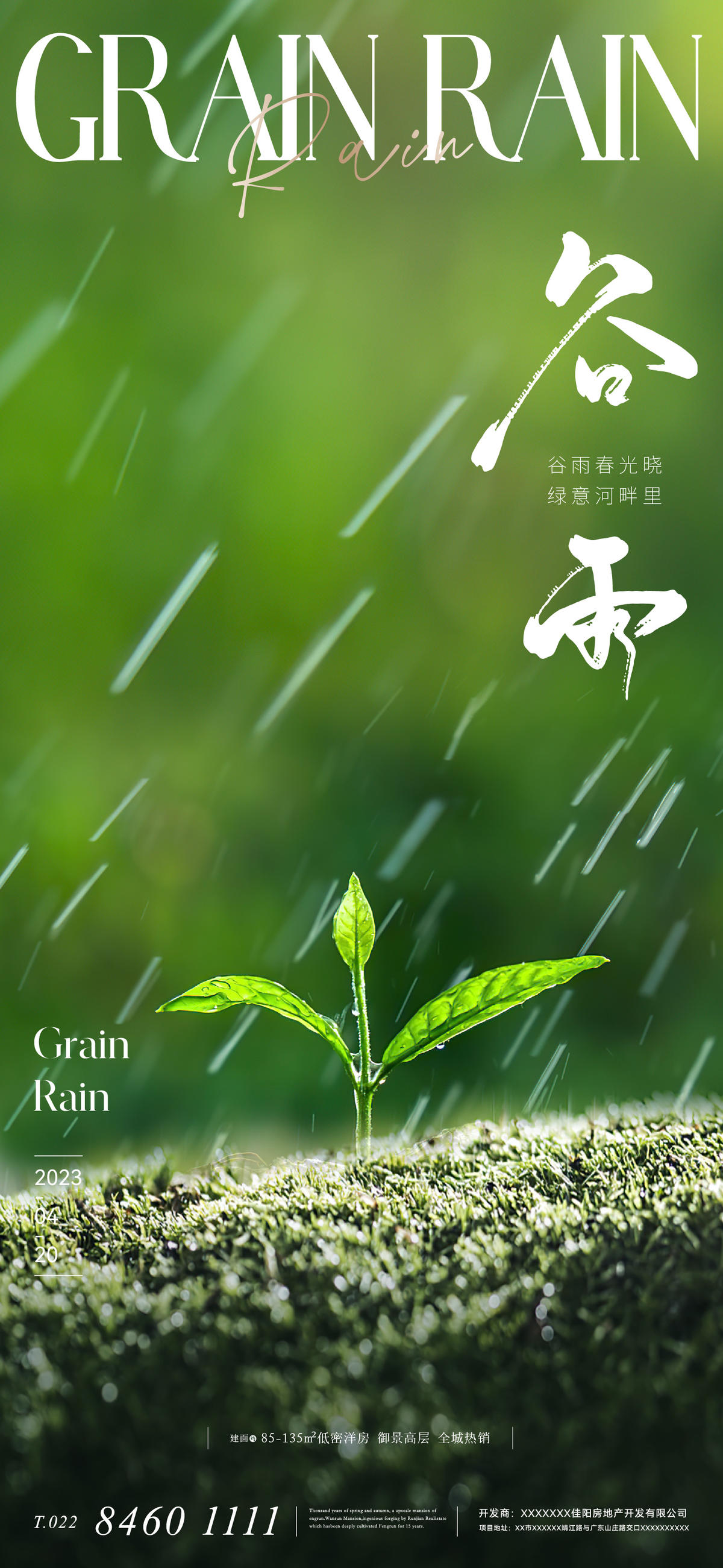 意境唯美谷雨节气海报