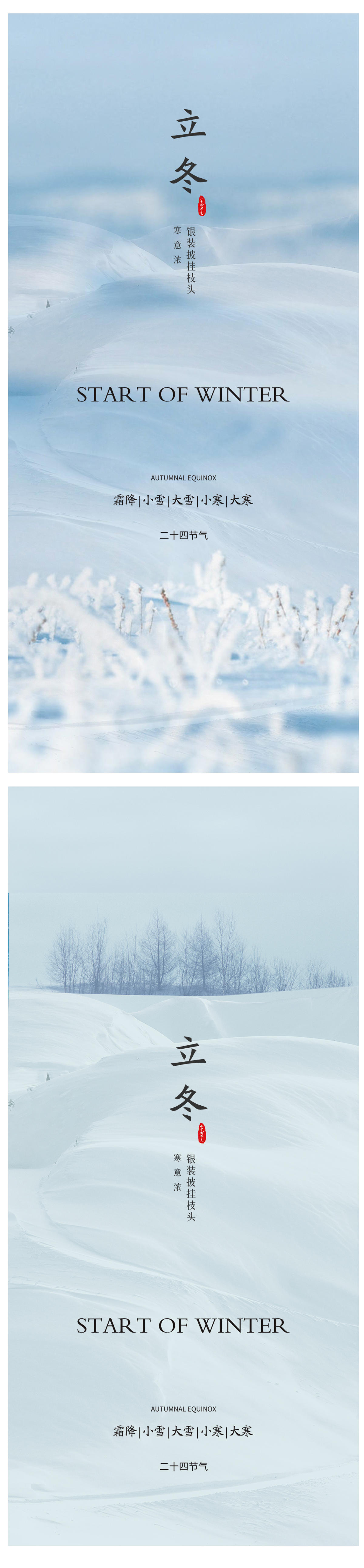 白露寒露霜降立冬小雪冬至大雪小寒大寒海报