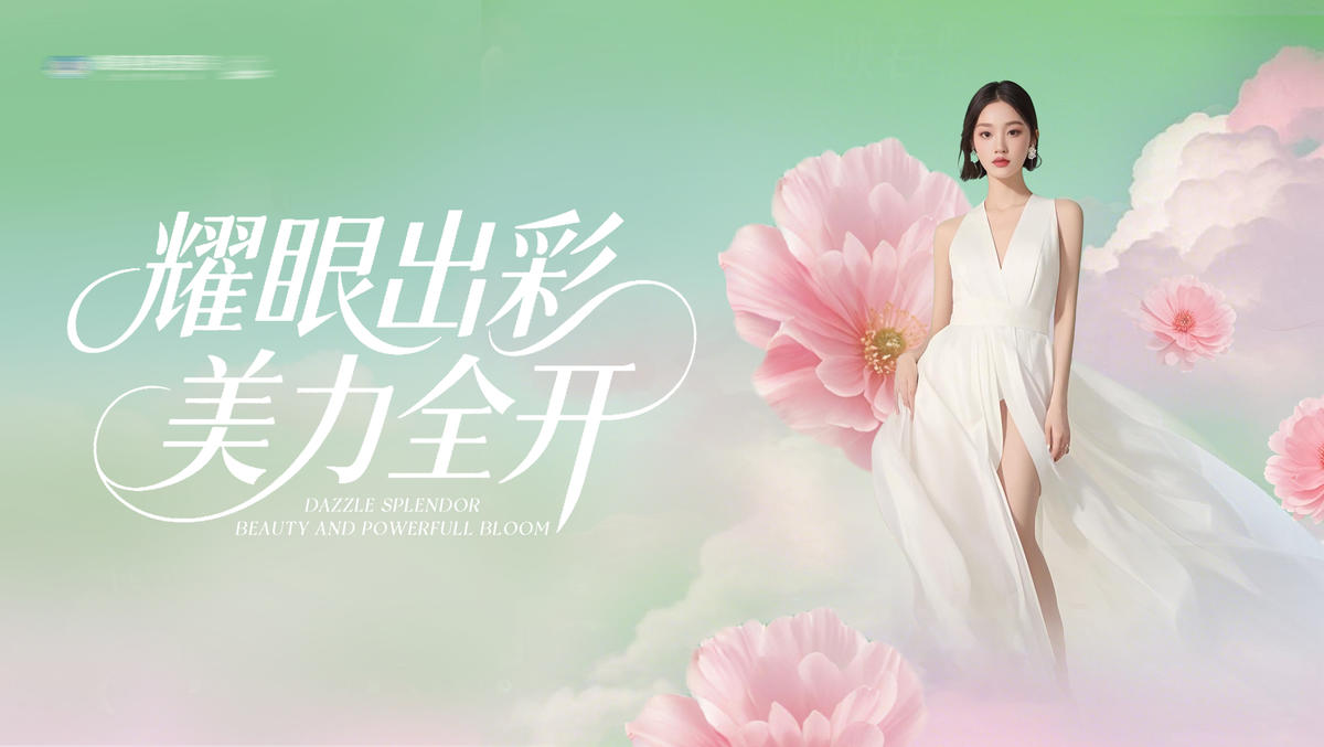  医美主题展板主画面梦幻背景板