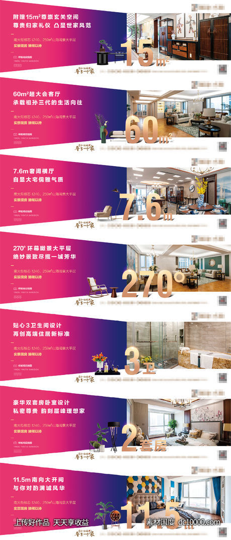 横版数字户型价值点系列海报-源文件-素材国度dc10000.com