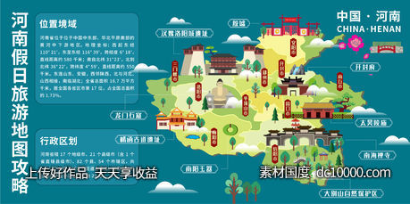 河南假日旅游地图攻略背景板-源文件-素材国度dc10000.com