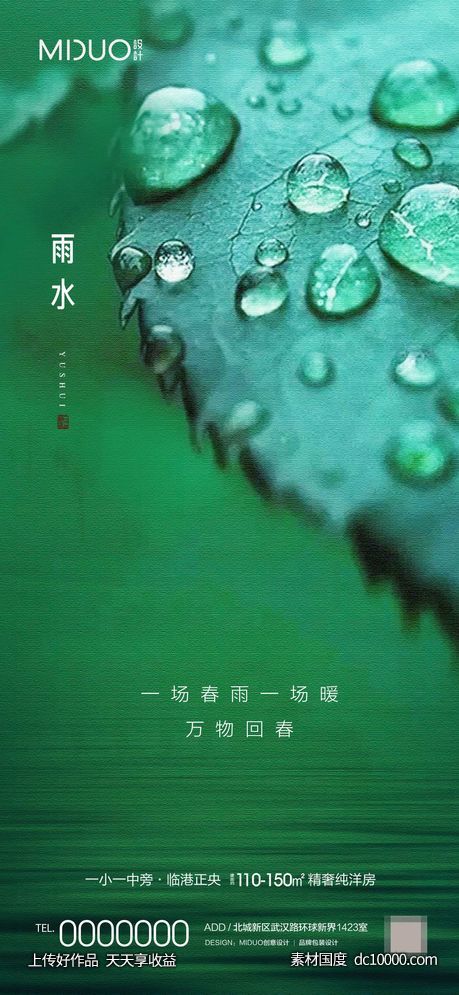 雨水节气海报 - 源文件