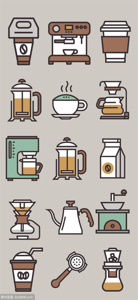 商业矢量咖啡图标ICON设计素材 - 源文件