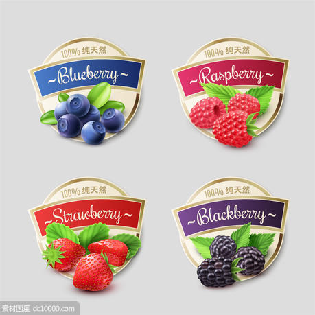 果酱包装贴标签草莓树莓蓝莓桑葚果汁模板 - 源文件
