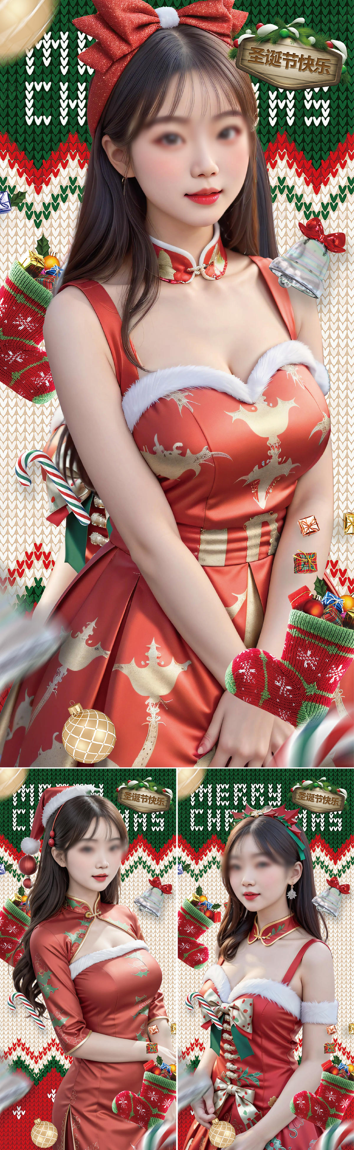 圣诞节美女医美海报