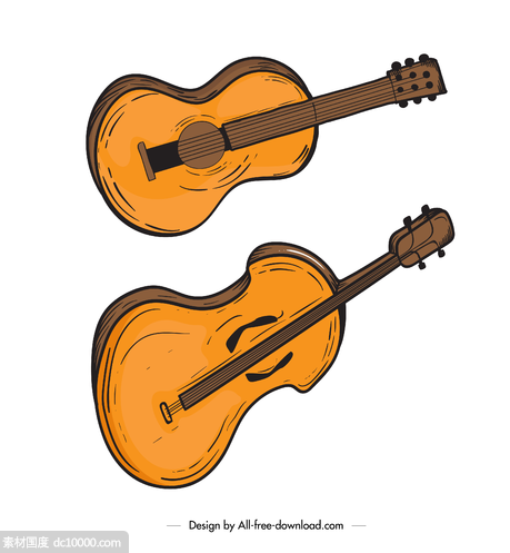 时尚潮流音乐演唱会吉他乐器创意插画海报AI矢量模板素材图 - 源文件