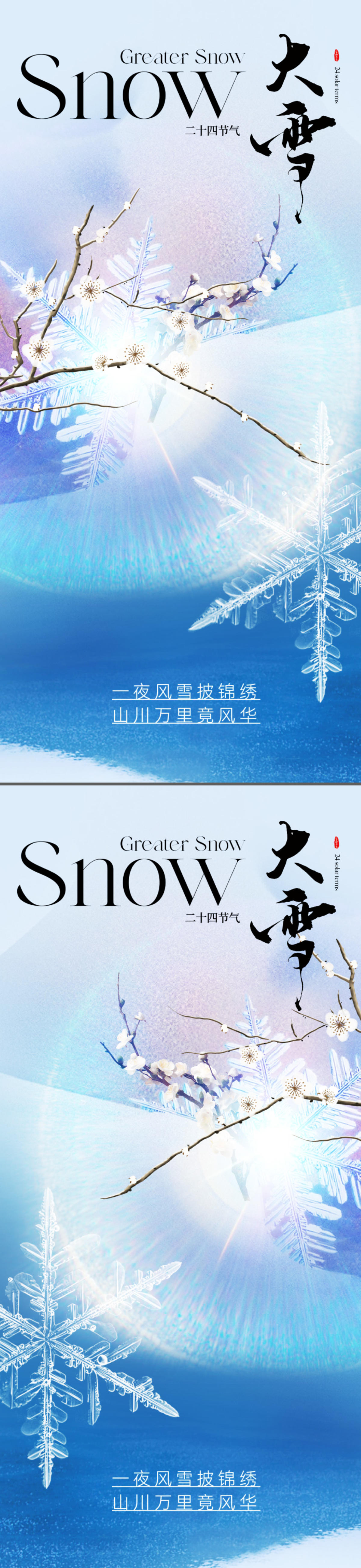 地产美业唯美大雪节气海报