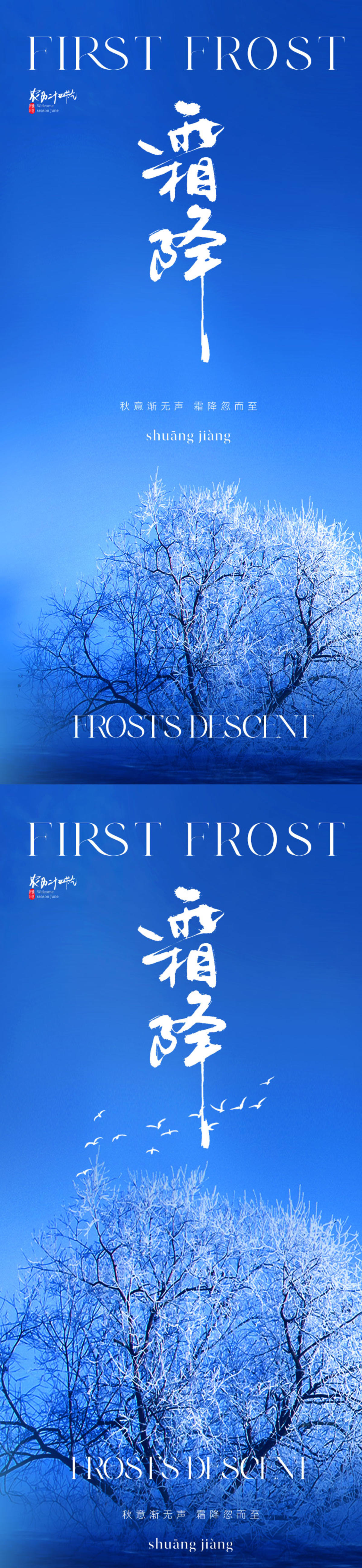 地产清新霜降节气海报