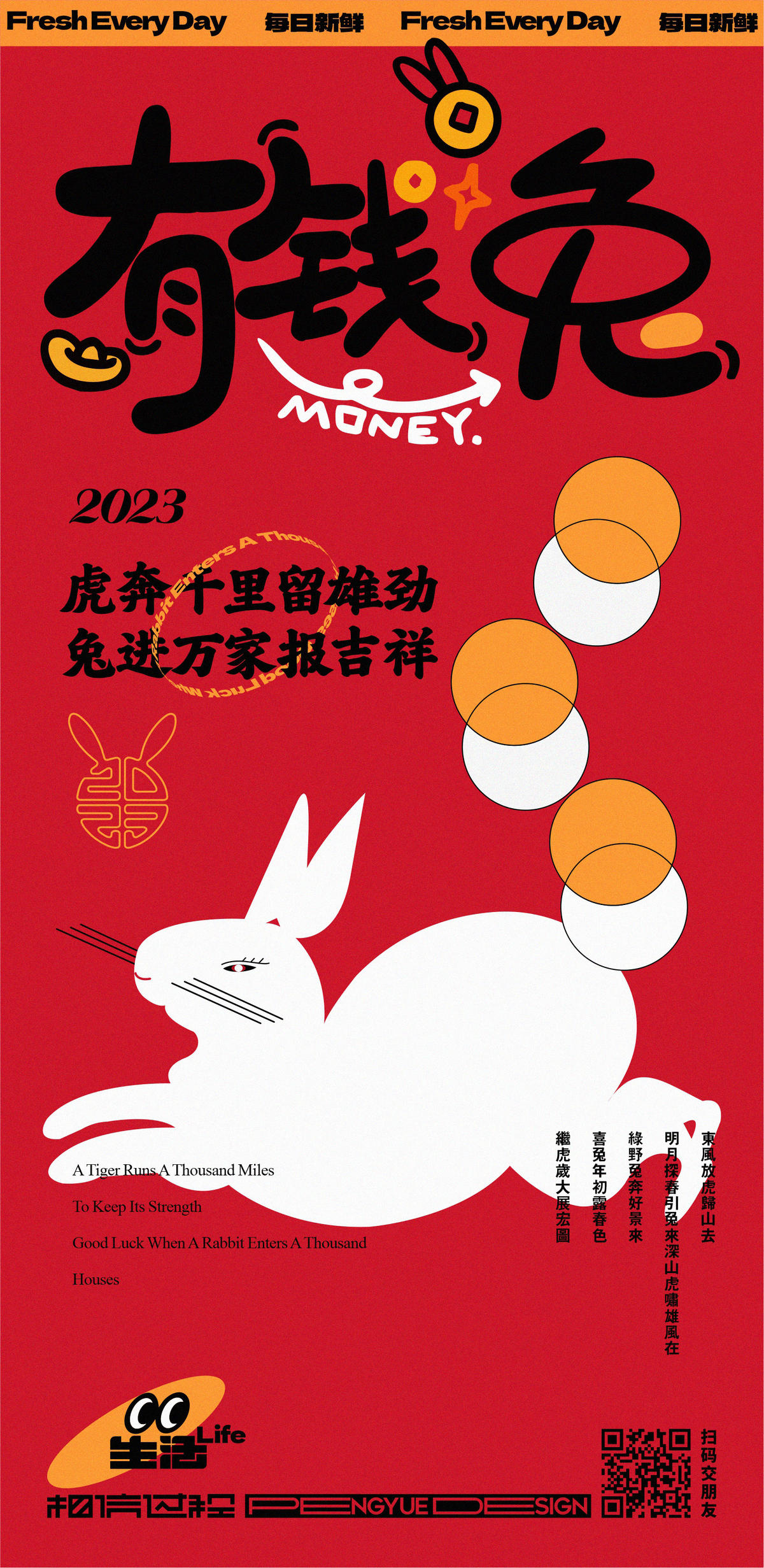 热点有钱兔新年创意海报