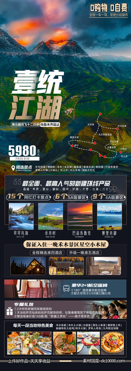 新疆喀纳斯天山天池可可托海旅游海报 - 源文件