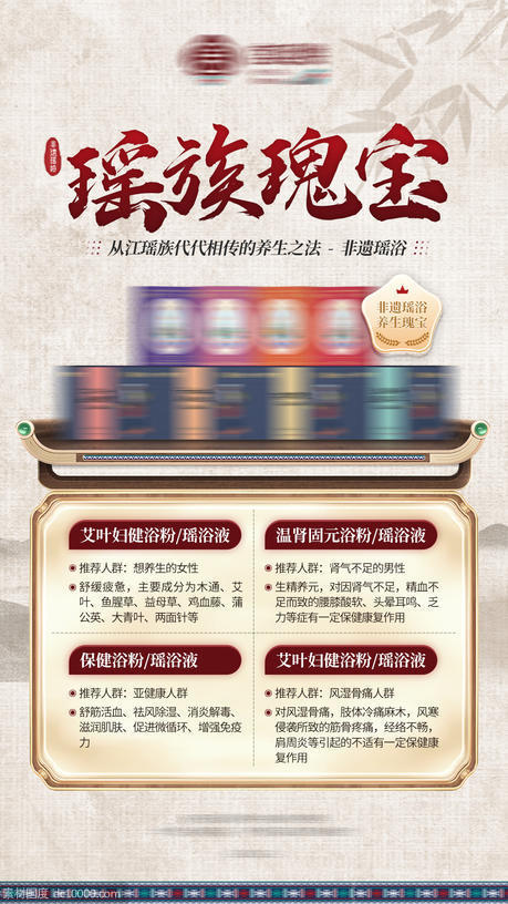 中式民族瑶浴保健养生产品海报 - 源文件