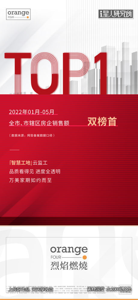 红金业绩数字海报-源文件-素材国度dc10000.com