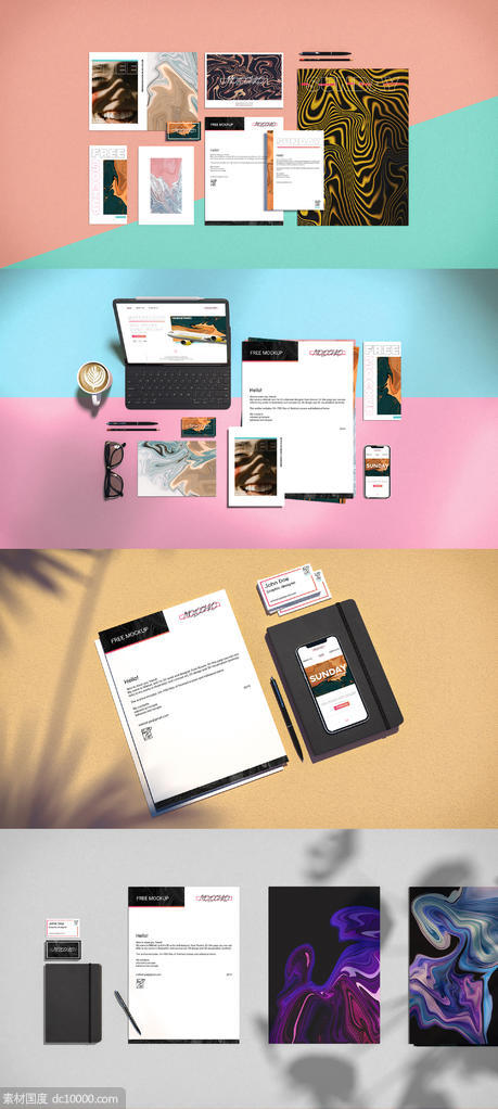 整套粉色系女性品牌品牌提案样机模板 - 源文件