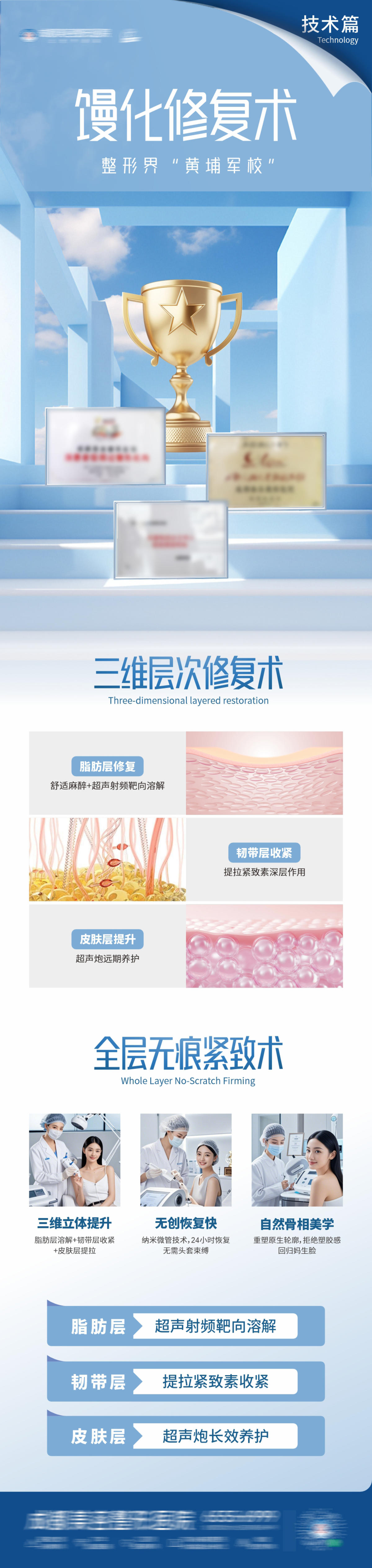 医美馒化修复术奖杯荣誉创意长图海报