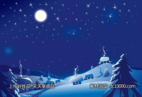 矢量卡通冬天雪景 - 源文件