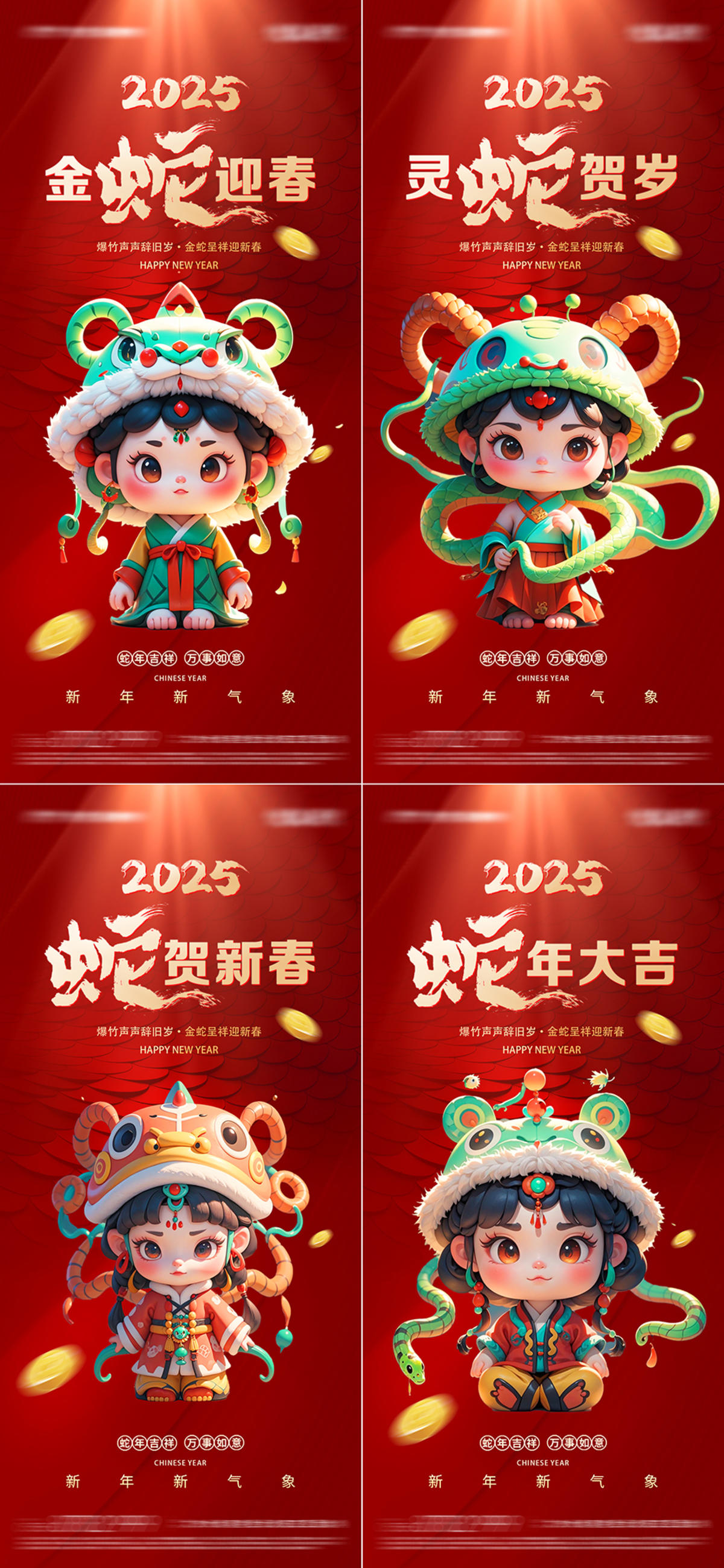 2025蛇年红金海报