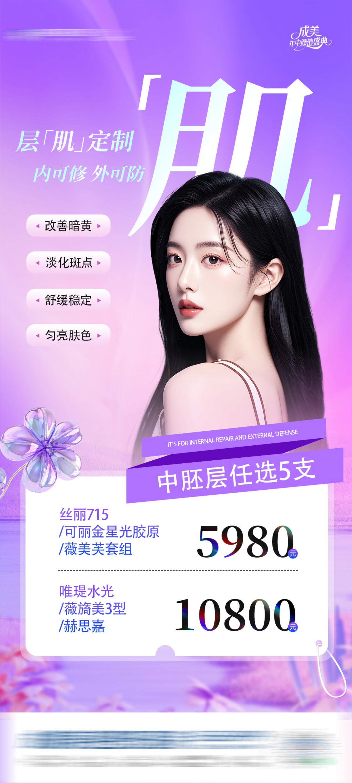医美中胚层任选5支皮肤水光政策创意海报