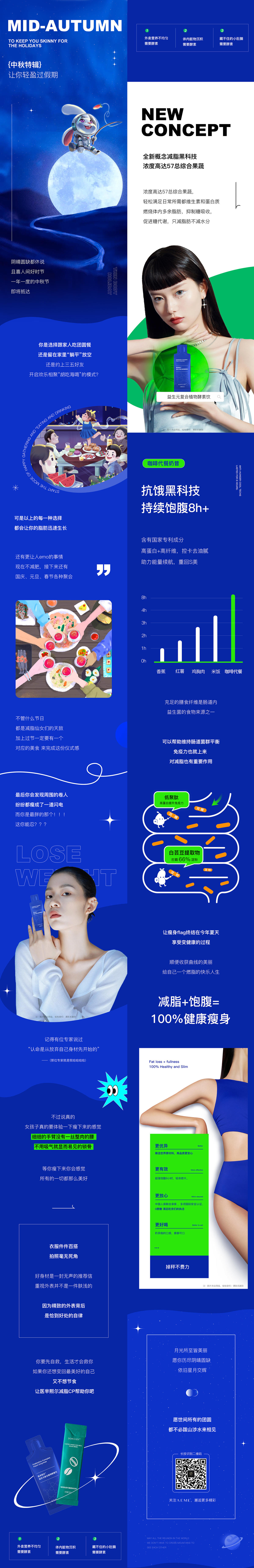 中秋蓝色公众号长图专题页健康减肥