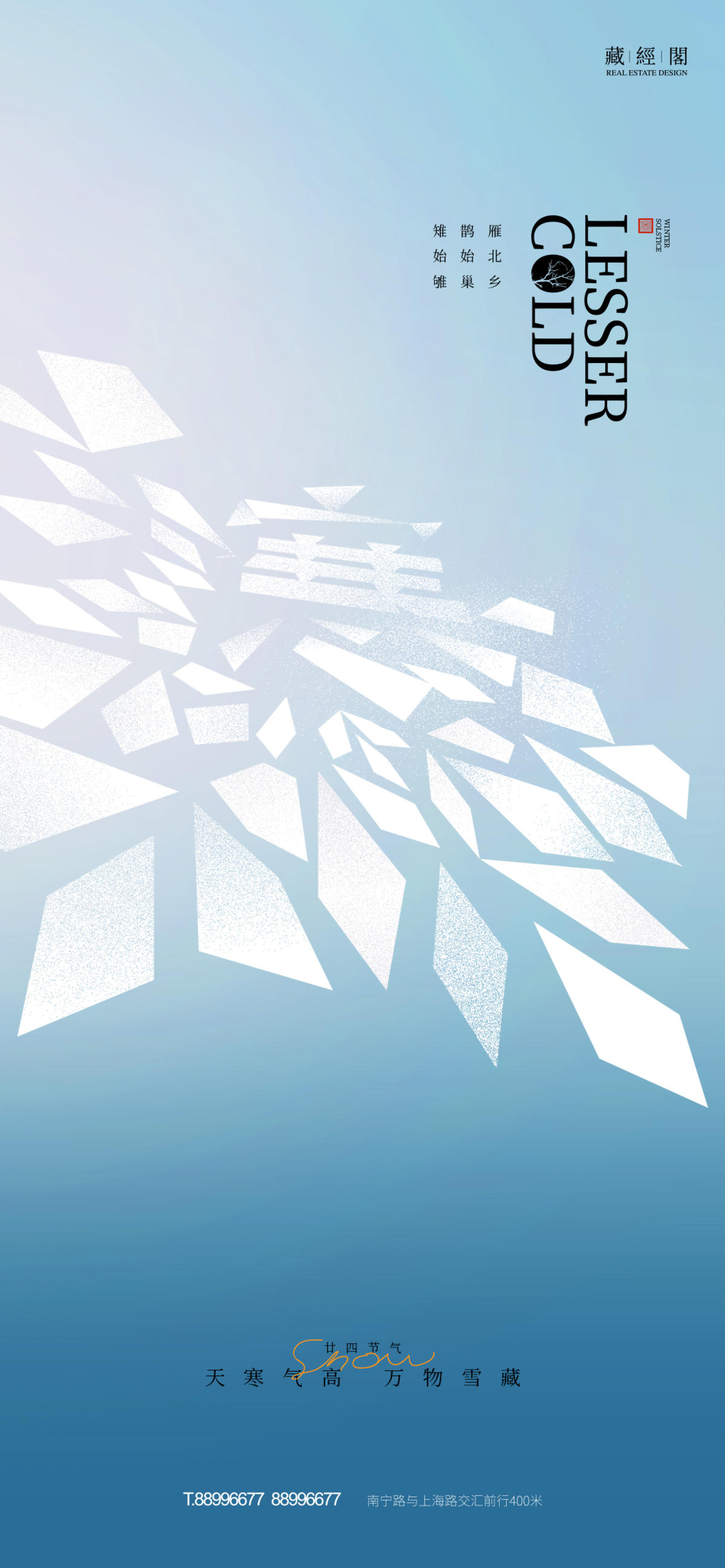雪花 破碎 大寒 小寒 节气海报  