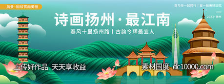 扬州城市旅游背景板-源文件-素材国度dc10000.com