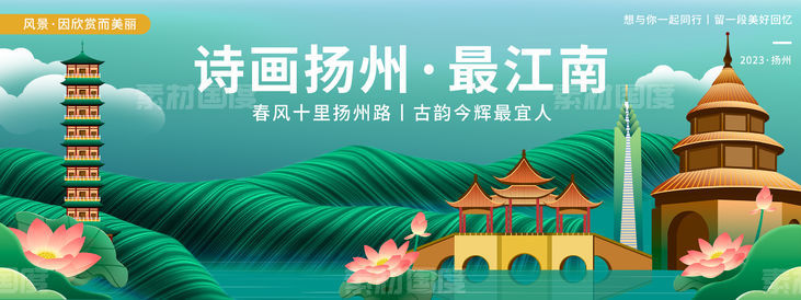 扬州城市旅游背景板