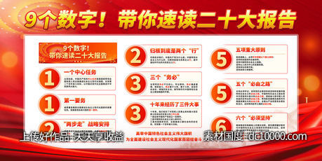 二十大报告9个数字速读二十大精神党建展板-源文件-素材国度dc10000.com