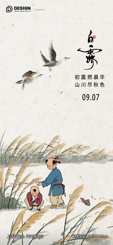 白露节气海报 二十四时节气 地产微单 唯美 简约-源文件-素材国度dc10000.com