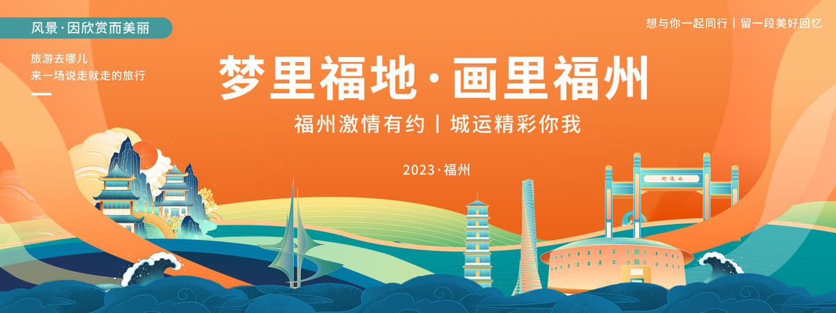 福州城市旅游背景板