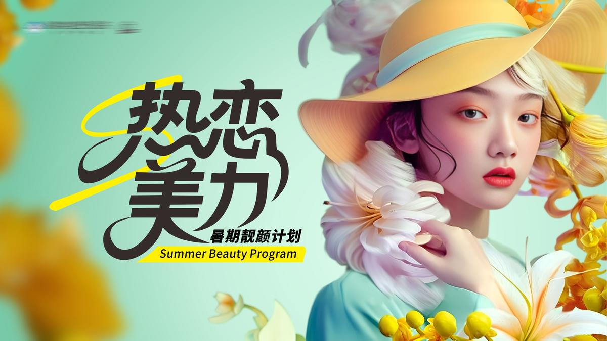 医美热恋美力暑期活动主KV主视觉背景板