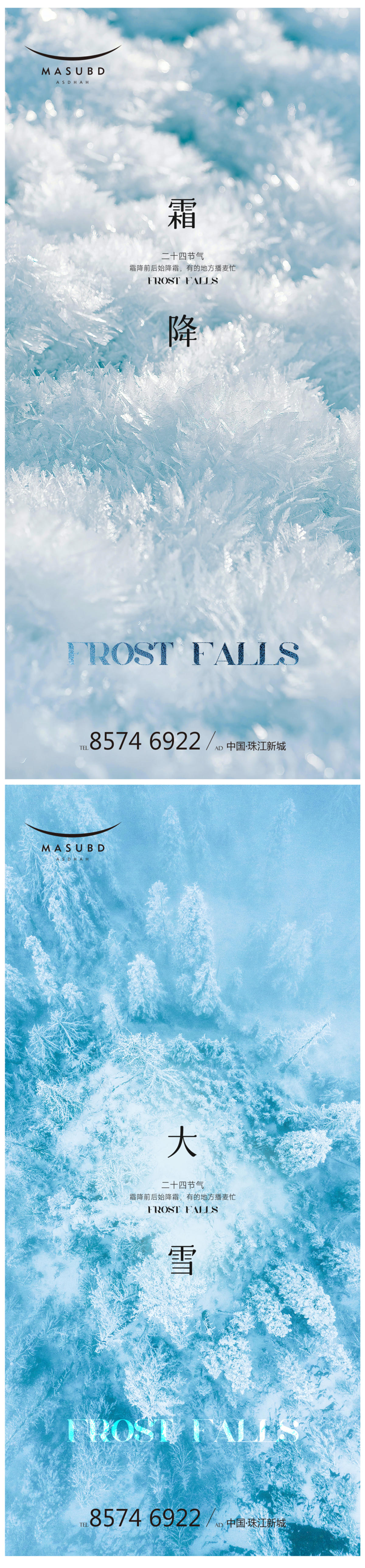 立冬霜降小雪大雪小寒大寒医美节气海报