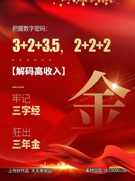 红色地产 简约红金海报  大字报 微信海报-源文件-素材国度dc10000.com