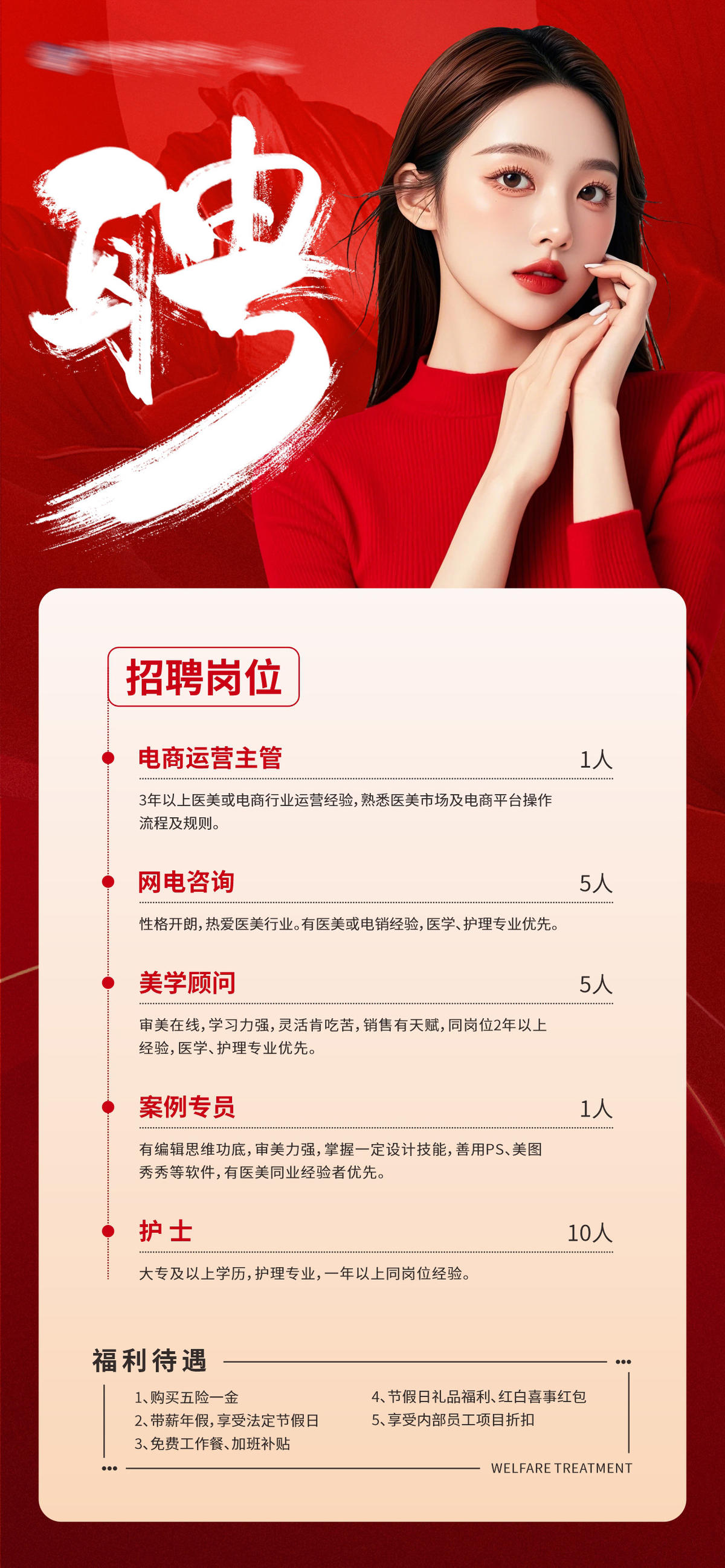 医美岗位招聘创意海报