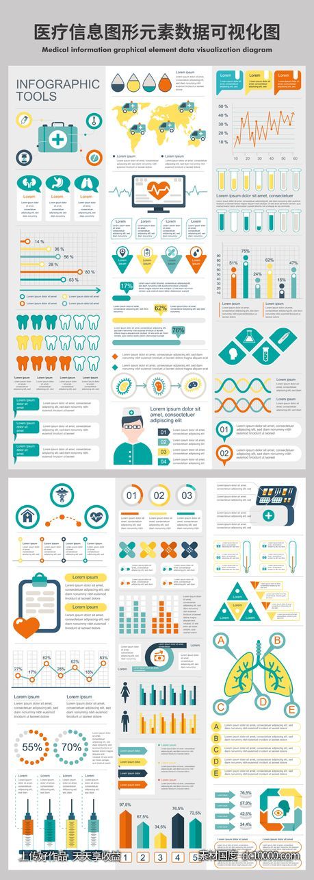 医疗信息图形元素数据可视化矢量图-源文件-素材国度dc10000.com