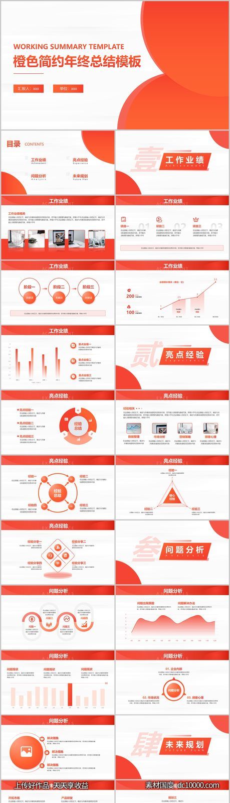 橙色简约年终总结模板PPT-源文件-素材国度dc10000.com