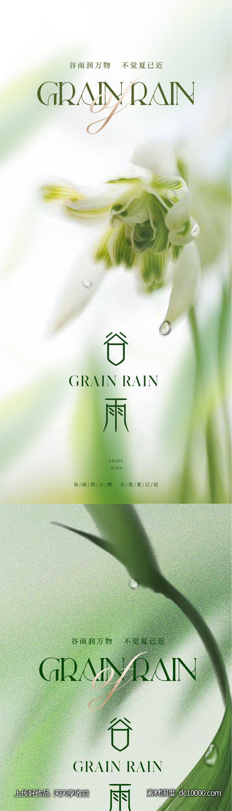 美学高级感谷雨节气海报 - 源文件