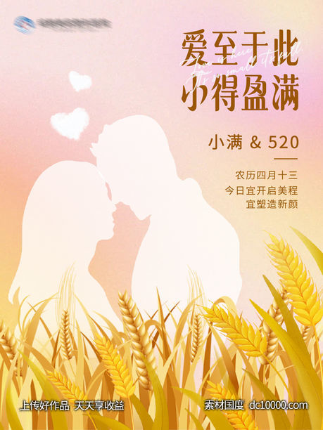 医美小满节气520节日创意海报-源文件-素材国度dc10000.com