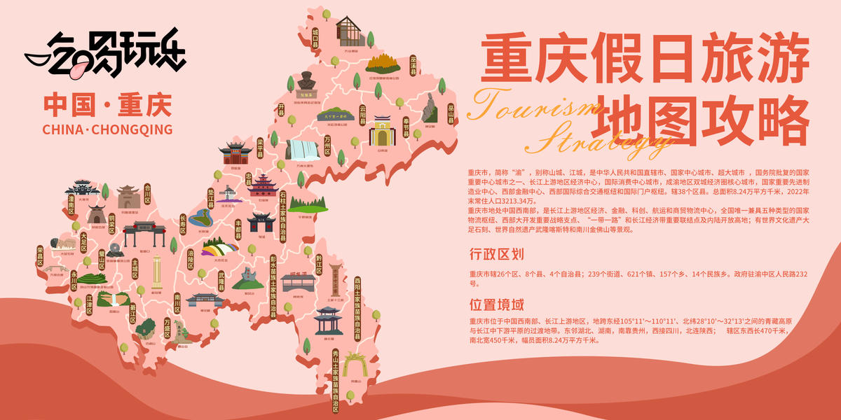 重庆假日旅游地图攻略背景板