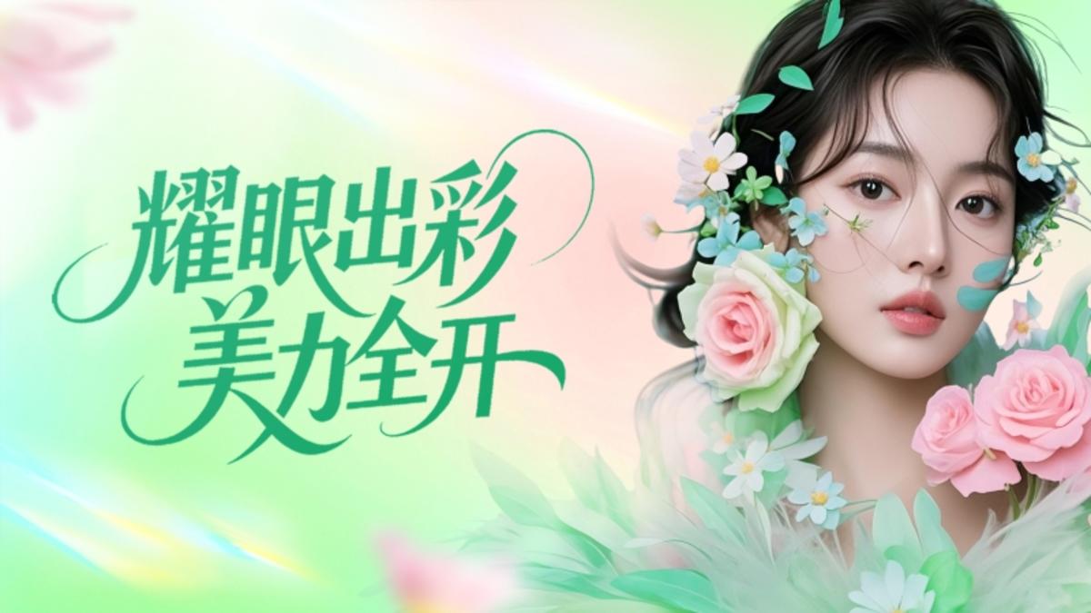 医美主题展板主画面梦幻清新背景板