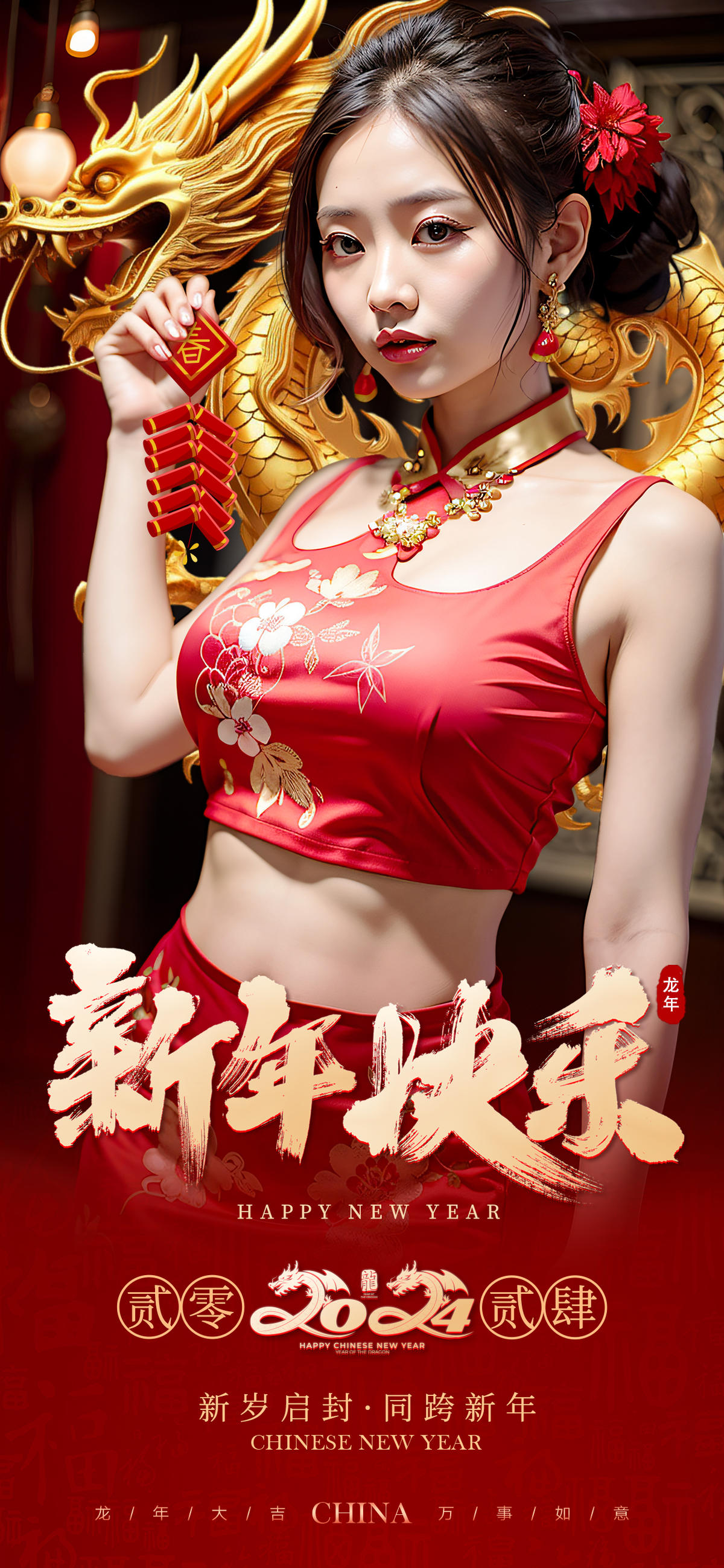 2024美女海报新年快乐