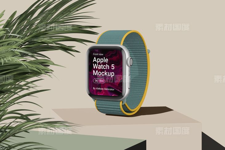 苹果watch5高质量全套设备场景贴图APP提案展示样机模板