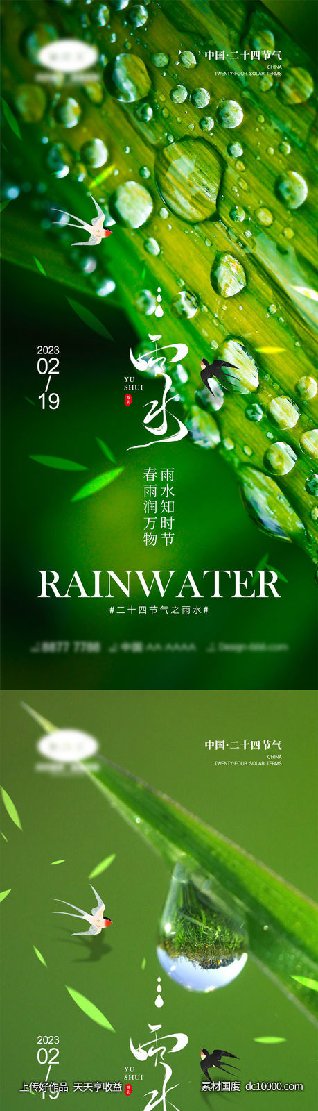 雨水节气海报 - 源文件